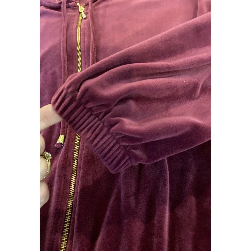 Cable & Gauge Burgundy Velour Set Zip Front‎ Hoodie & Pants Sz Large Athleisure